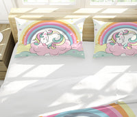 1 x RAW Customer Returns Hoimlm Unicorn Bed Linen 135x200 Children s Bedding Set with Duvet Cover and 2 Pillowcases, Cartoon Unicorn Microfiber Soft Girls Bedding with Zipper - RRP €31.81