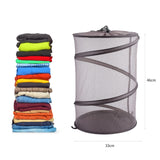 1 x RAW Customer Returns Foldable laundry basket, pop-up laundry basket made of mesh, foldable laundry basket with drawstring, storage basket for clothes, laundry room, bedroom - RRP €16.13