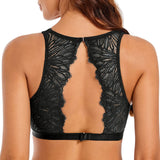 1 x RAW Customer Returns SHEKINI Women s Bras Bralette Women s Lace Bra Back Cutout Padded Lace Bra Triangle Bra without Underwire Underwear Black, XL  - RRP €21.66