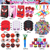 1 x RAW Customer Returns Spider party bags gifts, 122 Spider and his friends gift bags gift set with mask, stickers, etc. Superhero theme bags favors for game prizes, children s birthday party souvenirs - RRP €27.22