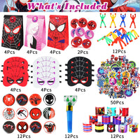 1 x RAW Customer Returns Spider party bags gifts, 122 Spider and his friends gift bags gift set with mask, stickers, etc. Superhero theme bags favors for game prizes, children s birthday party souvenirs - RRP €29.23