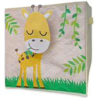 1 x Brand New MIJOMA children s storage box, toy box for the children s room 30x30x30 cm , foldable, with motif beige - giraffe  - RRP €12.89