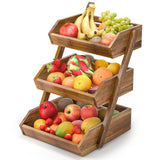 1 x RAW Customer Returns Ga HOMEFAVOR Acacia Wood Fruit Basket for Kitchen Countertop 3 Tier Removable Fruit Stand Fruit Bowl Holder for Counter for Vegetables, Bread, Snack - RRP €52.74