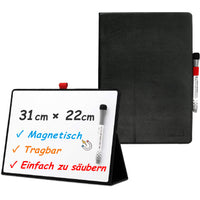 2 x RAW Customer Returns iNenya - Magnetic Small Whiteboard, Small Portable White Board with Stand, Wipeable Mini Whiteboard for Desk, Blackboard, Desk - Includes 1 Marker with Eraser, Black, 31cm x 22cm A4  - RRP €44.36