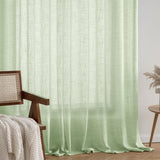 1 x RAW Customer Returns MIULEE curtains linen with eyelets voile curtains linen look curtains living room modern window curtain children s room kitchen curtains loop curtain set of 2 140 x 160 cm green - RRP €29.99