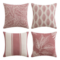 3 x Brand New MIULEE Pillowcase Leaves Decorative Pillow Cover Sofa Cushion Pillow Covers Linen Look Striped Pillow Print Decorative Square Pillow Cover for Living Room Set of 4 45x45 cm Red - RRP €59.97