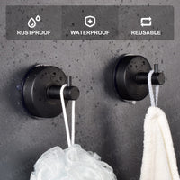 1 x RAW Customer Returns YOHOM Suction Cup Hook Stainless Steel Towel Holder with Suction Cup Bathroom Towel Hook Extra Strong Vacuum Hook Bathroom Shower Kitchen Suction Cup Coat Hook Suction Cup Wall Hook Matt Black 2 Pieces - RRP €18.99