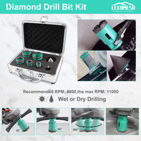 1 x RAW Customer Returns Diamond Core Bit Kit - 7pcs 20mm Drilling Milling 25 35 45 50mm 50mm Diamond Chamfering Cutter Adapter LEKOMESH For Porcelain Ceramic Tile Marble Granite Stone Quartz - RRP €113.1