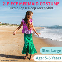 17 x Brand New Butterfly Craze Purple Top with Deep Green Skirt Mermaid Costume for Girls, Birthdays, Halloween or Dress Up, Medium Ages 3-4 Purple Top with Deep Green Skirt, M 2-3 Years  - RRP €422.28