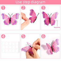 2 x RAW Customer Returns 48 Pieces 3D Butterfly Wall Stickers Removable Butterfly Wall Decals Animated Bling Wall Mural Sticker for Home and Room Office DIY Decoration Pink  - RRP €28.08