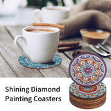 1 x RAW Customer Returns 8 Pieces 5D DIY Diamond Art and Craft Painting Coasters, Round Mandala Diamond Painting Coasters, Table Coasters for Cups Drinks Adults Children Coasters 8  - RRP €10.99