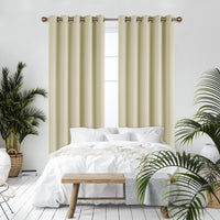 1 x RAW Customer Returns Deconovo Opaque Curtains Cold Protection Curtain Opaque Curtain Blackout, 183 x 168 cm Height x Width , Beige, Set of 2 - RRP €54.95