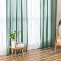 1 x RAW Customer Returns MIULEE Curtain with Eyelets Transparent Curtain Christmas Decoration Sheer Voile Made of Voile Polyester Eyelet Curtain Transparent Living Room for Bedroom Set of 2 140 x 245 cm W x H , Grommet Top Dark Green - RRP €30.89