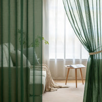 1 x RAW Customer Returns MIULEE Curtains with ruffle tape set of 2 curtains with eyelets curtains living room made of sheer voile curtains transparent bedroom dark green 140 x 225 cm - RRP €23.49