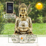 1 x RAW Customer Returns Yeomoo Meditating Buddha Figure Decoration with Solar Light, Zen Solar Garden Large Buddha with Cracked Glass Ball Statue Sculpture Indoor Outdoor Decoration for Balcony, Garden, Terrace, Porch, Yard Art, 26.5cm Gold - RRP €42.98