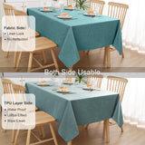 1 x RAW Customer Returns Homaxy Linen Look Tablecloth Washable Lotus Effect Square 140 x 300 cm Tablecloth Linen Cover Water-Repellent Tablecloth Table Linen Stain Protection, Blue-Green - RRP €23.99