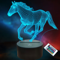 1 x RAW Customer Returns 3D Horse Lamp for Kids Girls Boys Horse Lover Gifts, 16 Colors Remote Control LED Illusion Animal Night Light for Home Office Decoration Gifts - RRP €20.16