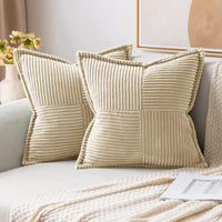 1 x RAW Customer Returns MIULEE Set of 2 Corduroy Cushion Covers Velvet Cushion Soft Throw Pillow Decorative Pillowcase Modern Cushion Cover Sofa Cushion Decorative Pillow Couch Cushion for Living Room Bedroom Beige 40 x 40 cm - RRP €20.18