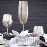 1 x RAW Customer Returns Oak Steel - 4 Elegant Stainless Steel Silver Champagne Prosecco Flutes Glasses, 285ml - Unbreakable Glass Gift Set for Wedding, Anniversary, Birthday Party - RRP €34.99