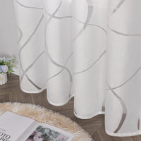 1 x RAW Customer Returns Delien curtains burnout transparent curtains with eyelets modern waves window curtains living room panel curtains eyelet curtains curtain with wave pattern 1 piece white, WxH 140x245cm - RRP €38.3