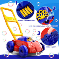 1 x RAW Customer Returns Doloowee red and blue bubble lawn mower for toddlers, bubble makers for kids, summer outdoor garden yard toys, birthday gifts for preschool boys girls - RRP €28.99