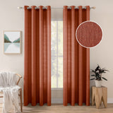 1 x RAW Customer Returns MIULEE Set of 2 Voile Curtains Sheer Linen Curtain with Eyelets Transparent Irregular Texture Curtain Eyelet Curtain Window Curtain Translucent for Bedroom 145 x 140cm H x W Brick Red - RRP €32.39