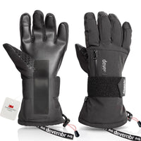 1 x RAW Customer Returns devembr Ski Gloves with Wrist Guards, Warm Snowboard Gloves for Men and Women, Black, M - RRP €38.94