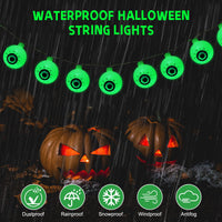 1 x RAW Customer Returns morxinle Halloween decoration garden, 30 LEDs horror green eyeball fairy lights, battery operated, scary with 8 lighting modes for party yard decoration - RRP €6.41