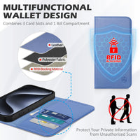 1 x RAW Customer Returns SHIELDON Case for iPhone 15 Pro Max 5G Cell Phone Case Genuine Leather Card Slot Kickstand RFID Blocker Magnet Shockproof Folding Case Cell Phone Wallet Card Holder Compatible with iPhone 15 Pro Max Blue - RRP €30.99