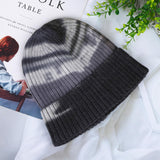 1 x Brand New Knitted Hat for Men and Women Tie-Dye Hat Warm Hat Multicolor Creative Outdoor Hat Soft and Durable Hat Fashion Accessories for Autumn and Winter Black  - RRP €24.0