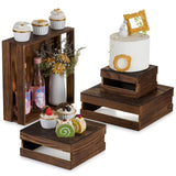 1 x RAW Customer Returns NUPTIO Wooden Wedding Cake Stand Set of 4 Cake Display Stands Pedestal Fruit Snacks Cake Holder Arrangements Brown Square Cake Stand for Baby Shower Birthday 16 21 26 31cm - RRP €49.98