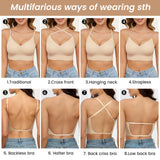 1 x RAW Customer Returns PASUDA Low Back Bra for Women Seamless Backless Bra Ladies Wire Free V Neck Invisible Bralette Comfort Soft Wire Free Bra Underwear Removable Straps Nude, M  - RRP €30.99