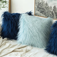 1 x Brand New MIULEE set of 2 cushion covers decorative cushions cuddly cushions faux fur fluffy fur cushions decorative cushions sofa cushions cushion cover plush cushions fur look for sofa living room 45 x 45 cm sky blue - RRP €21.02