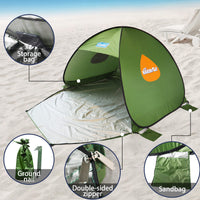 1 x RAW Customer Returns NARMAY - Camping Tent Pop-up Beach Tent Portable Sun Shelter, Green - RRP €49.58