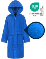 1 x RAW Customer Returns Morgenstern bathrobe children girls boys terry cotton hood medium blue 158-164 - RRP €30.2