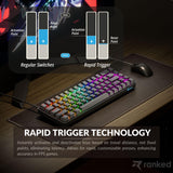 1 x RAW Customer Returns Ranked Master M65 HE 65 Rapid Trigger Technology Magnetic Mechanical Gaming Keyboard 68 Keys RGB LED for PC Mac Gamers US Layout POM Dye Sub, Clear Switch  - RRP €166.62