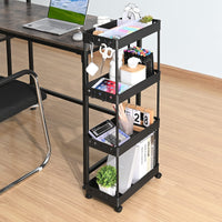 1 x RAW Customer Returns KINGRACK Slim 4-Tier Storage Cart on Wheels, 22cm Wide Sliding Utility Cart for Kitchen or Living Room, Narrow Spaces, etc., Black - RRP €35.99