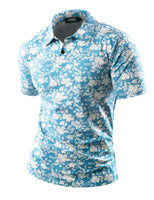 1 x RAW Customer Returns JOGAL Men s Golf Polo Shirts Short Sleeve Floral Summer Casual Shirt Regular Fit Sport Outdoor Polo T-Shirt Blue XXX-Large - RRP €28.33