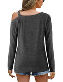 1 x RAW Customer Returns Beluring Ladies Long Sleeve Loose Top Party Top Blouse Dark Gray Size L - RRP €24.0