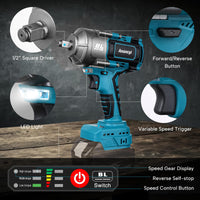 1 x RAW Customer Returns Anancyi Cordless Impact Wrench 18V, 1000Nm 738 Ft-lbs , High Torque, 1 2 Inch Brushless Impact Wrench, Electric Impact Wrench for Makita BL Batteries - RRP €90.74