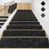 1 x RAW Customer Returns GOYLSER Stair mats for wooden stairs, anti-slip stair carpet treads, felt self-adhesive stair mats inside 15 pieces 76 x 20 cm black banana leaf - RRP €50.41