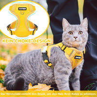 1 x Brand New Adjustable cat harness escape-proof, cat harness with leash collar pendant set, soft harness for cat chest harness for cats kittens dogs puppies yellow, XL  - RRP €20.4