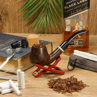 1 x RAW Customer Returns Vamdeson tobacco pipe set, handmade ebony tobacco pipe, perfect pipe set for beginners for smoking with gift set and accessories - RRP €21.17