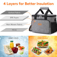 1 x RAW Customer Returns Lifewit 15L Cooler Bag, Isothermal Lunch Bag Cooler for Food Fruits Food Carrier with Plastic Lining Thermal Insulation, Great for Beach, Picnic, Camping, BBQ, Gray - RRP €22.61