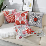 6 x Brand New Waterproof Linen Cushion Cover Decorative Pillowcases 45x45cm Red and Gray Flower Square Cushion Covers 4 Pieces for Sofa Bed Living Room Garden Outdoor Outdoor - RRP €136.8