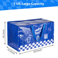 3 x Brand New 110L Extra Large Waterproof Moving Storage Bags with Zips, 3 Pack Outdoor Garden Furniture, Cushion, Clothes, Duvet, Christmas Decoration Storage Bags Boxes Cover, 29 14 16inch - RRP €69.99