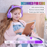 1 x RAW Customer Returns iFecco Bluetooth Headphones Kids with Microphone, Children Wireless Headphones with Bag, LED Lights Cat Ear Headphones for School - RRP €34.99