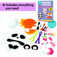 1 x RAW Customer Returns KRAFUN Unicorn Beginner Animal Sewing Kit for Kids Ages 7-13, Includes 3 Stuffed Animal Dolls Panda, Fox, Instructions and Plush Felt Materials for Learning Sewing and Embroidery - RRP €25.1