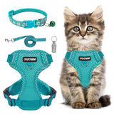 2 x Brand New Adjustable cat harness escape-proof, cat harness with leash collar pendant set, soft harness for cat chest harness for cats kittens dogs puppies Blue Lake, XL  - RRP €40.8