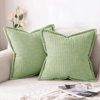 2 x Brand New MIULEE Set of 2 Decorative Corduroy Cushion Covers Granules Striped Solid Square Throw Pillow Covers for Sofa Couch Home Bedroom 45x45cm Light Gray - RRP €20.36